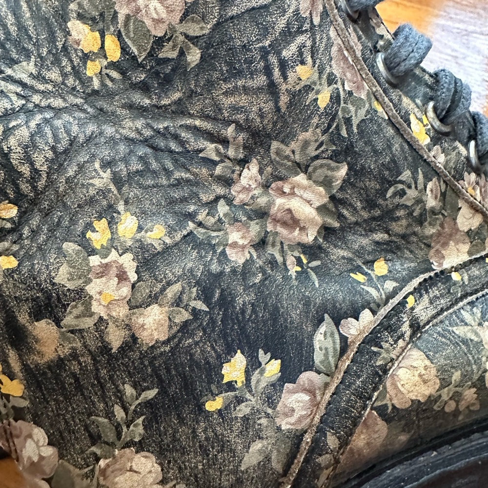 Free People Santa Fe Black Floral Combat Boots - Picture 6 of 9